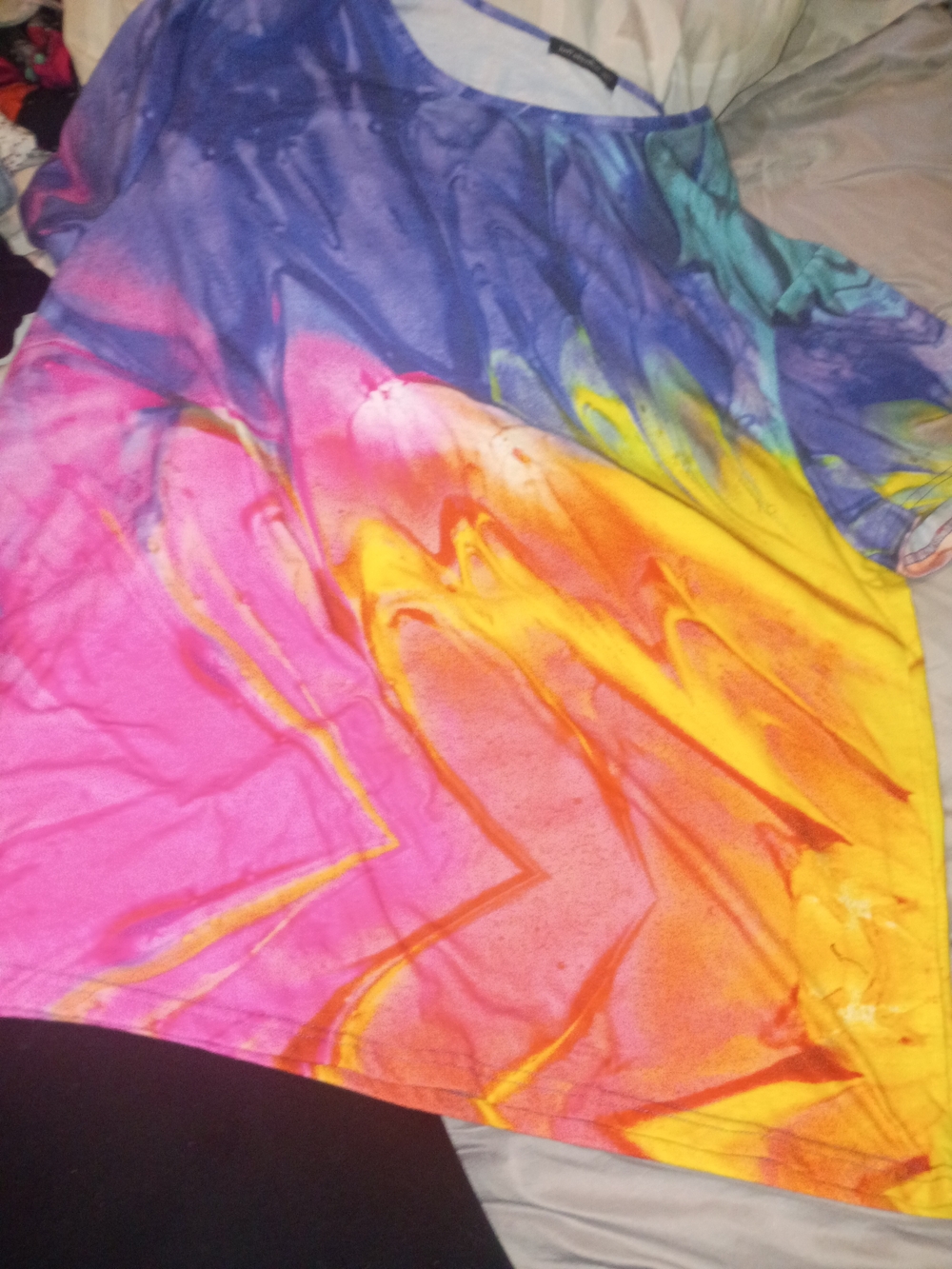 Girls' Multicolor Tie-Dye Short Sleeve Tee - Pink, Yellow & Blue